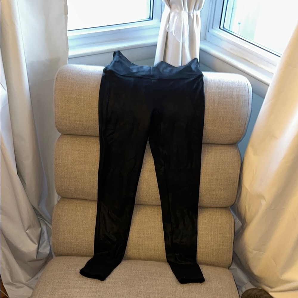 Spanx Faux Leather Sleek Black Leggings